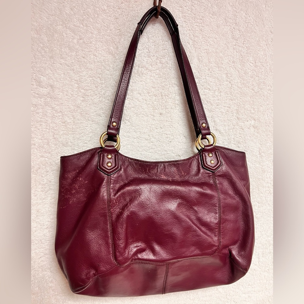 Coach Dark Red Leather Shoulder Bag - Picture 2 of 12